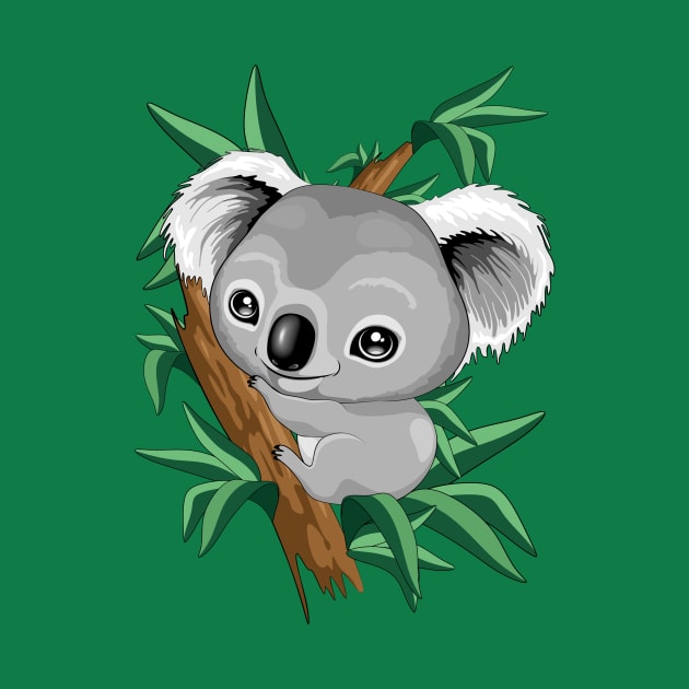 Koala Baby on Eucalypt Branch by BluedarkArt