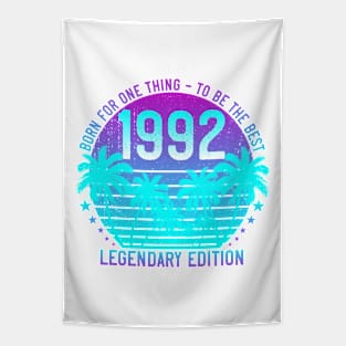 1992 Birthday 29th Vintage Vaporwave Aesthetic Sunset Palm Tapestry