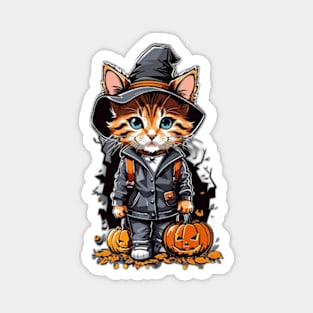 Spooky witchy halloween cat Magnet