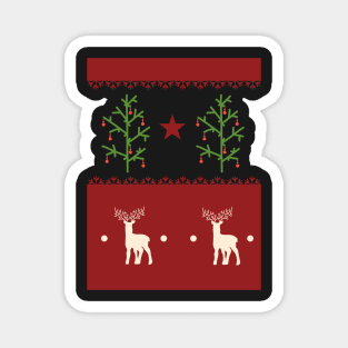 Traditional Christmas Tree Deer Scandinavian Aesthetic Pattern Magnet