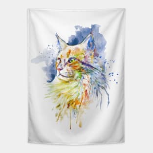 Orange Maine Coon Cat Profile Tapestry