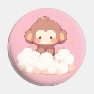 Pink Cloud Cute Kawaii Happy Baby Monkey Pin