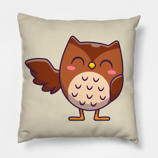 Cute Happy Owl Pillow by Catalyst Labs