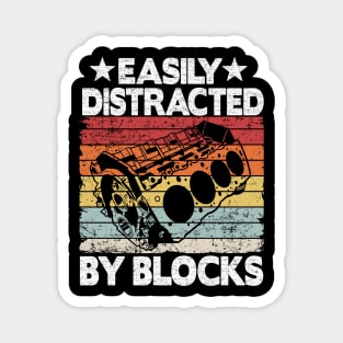 Easily Distracted By Blocks Funny Mechanic Magnet