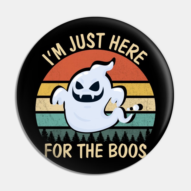 I'm just here for the boos Funny vintage Halloween Ghost T-shirt Pin by BioLite