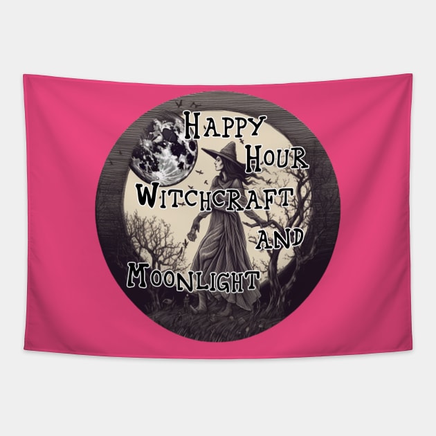 Happy Hour   Witchcraft and Moonlight Tapestry by Wichy Wear