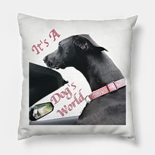 Funny Great DaneT-Shirt mug coffee mug apparel hoodie sticker gift "It's a Dog's World" Pillow