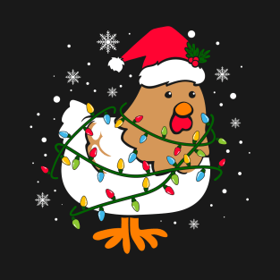 Christmas Lights Chicken Shirt Santa Funny Xmas Tree Chicken T-Shirt