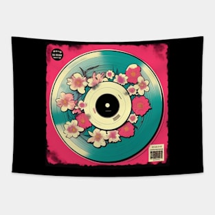 Vintage Floral Vinyl Record Pink Aesthetic Album Cover Tapestry