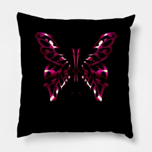 Fantasy Butterfly Silhouette with Glowing Red Wings Pillow