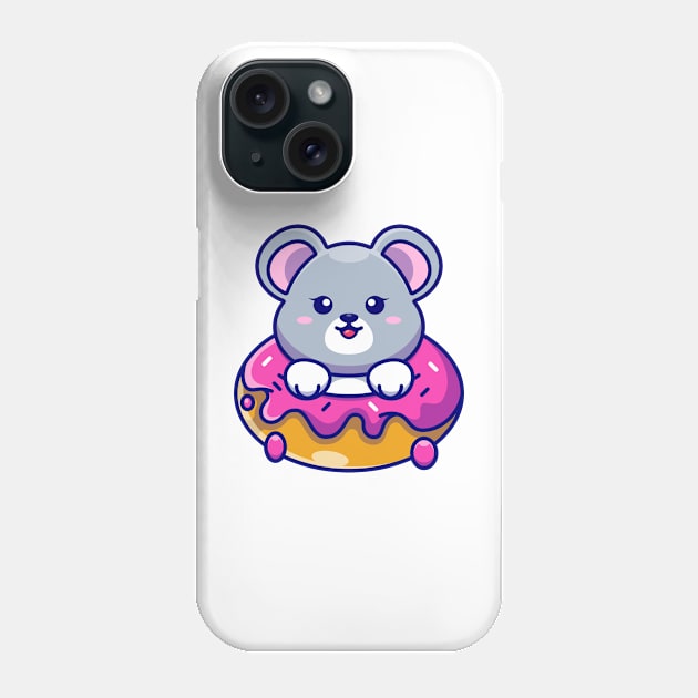 Cute baby mouse with doughnut cartoon Phone Case by Wawadzgnstuff