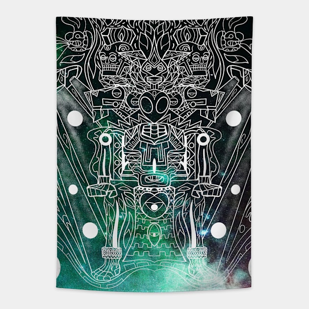 ancient mictlan alien throne ecopop Tapestry by jorge_lebeau