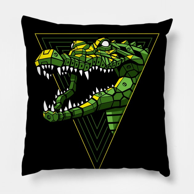 Cyber Crocodile Punk Pillow by albertocubatas