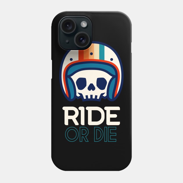 Biker Skull Retro Motorcycle Phone Case by Foxxy Merch