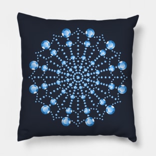 Shiny Colored Blue Gemstone Snowflake Pillow