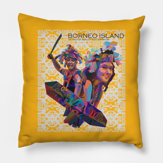 borneo dayak etnic Pillow by Suroto