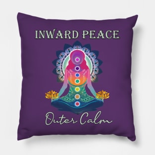 Inspirational Inward Peace Outer Calm Yoga Motivational Pillow