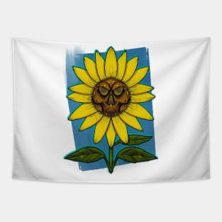 Sunflower skull Tapestry