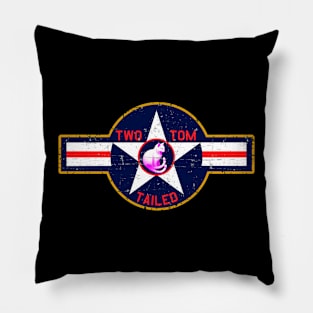 Two Tailed Tom - - Blue USAF - - Yellow Border - Grunge Style Pillow