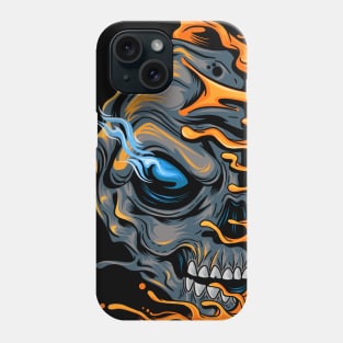 half pumpkin skull scary halloween art Phone Case