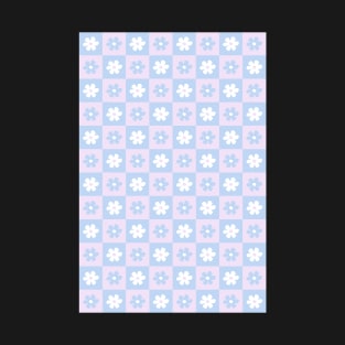 Pastel Aesthetic Checkerboard Flower Design Phone Case in Lilac and Baby Blue Periwinkle T-Shirt