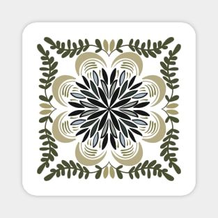 Olive and Sage Mandala Pattern Magnet