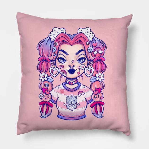 Harajuku girl Pillow by Miikoluna