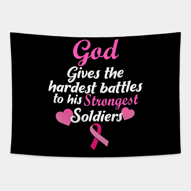 Breast Cancer Awareness Gods Strongest Soldiers Print Tapestry by Linco