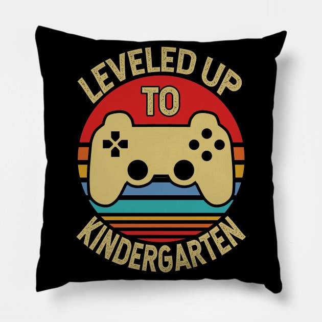 leveled up to kindergarten teacher gift Pillow by Tesszero