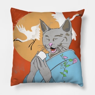 Happy Monk Cat Sake Pillow