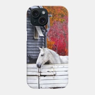 Horses - Autumn Farm With White Horse Phone Case