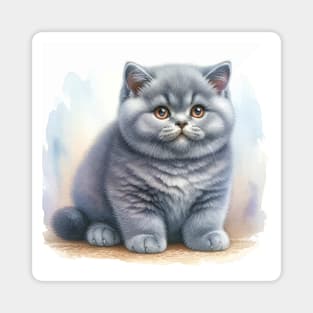 British Shorthair Watercolor Kitten- Cute Kitties Magnet