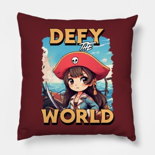 Girl Pirate Defy The World Pillow