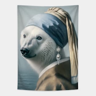 Wildlife Conservation - Pearl Earring Polar Bear Meme Tapestry