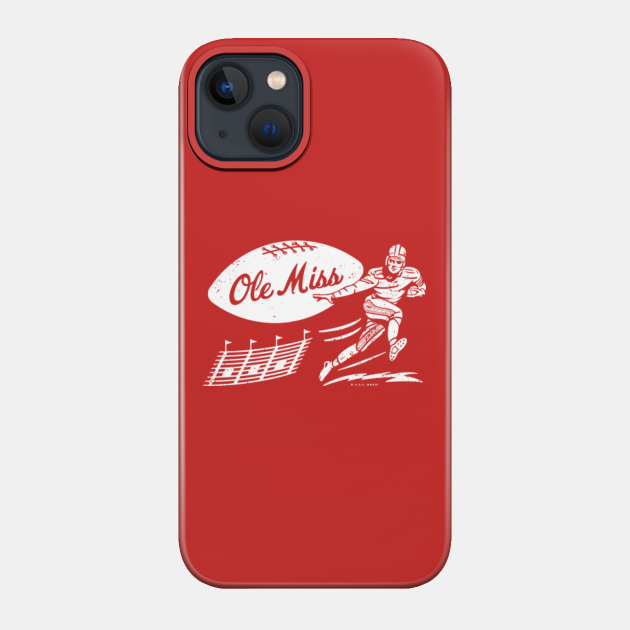 Vintage College Football - Ole Miss (White Ole Miss Wordmark) - Ole Miss - Phone Case