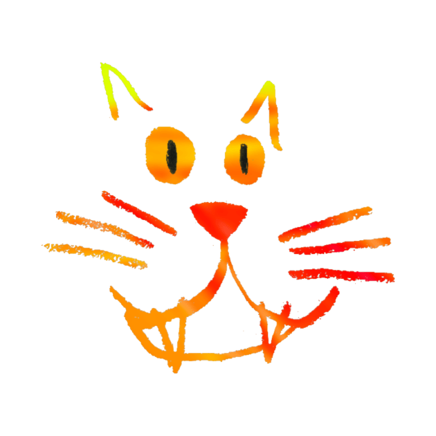 Toothy Cat Face in Fiery Colors by Amanda1775