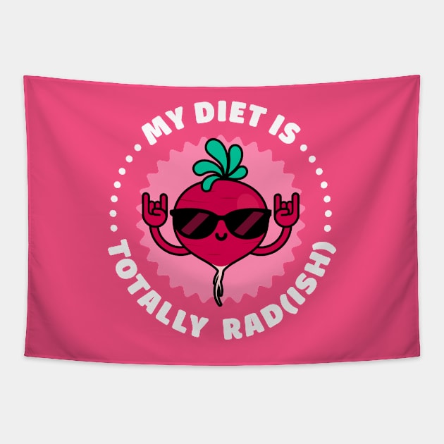 My Diet is Totally Radish - Cute Vegetable Pun Tapestry by Gudland