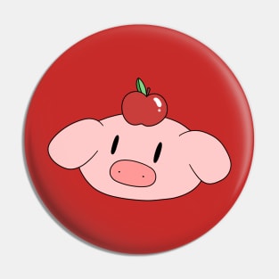 Red Apple Pig Face Pin