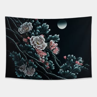 Cherry Blossom Flower at Night Tapestry