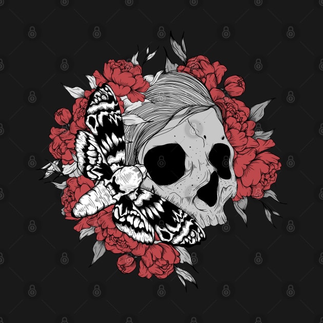 Rose floral skull female by Jess Adams