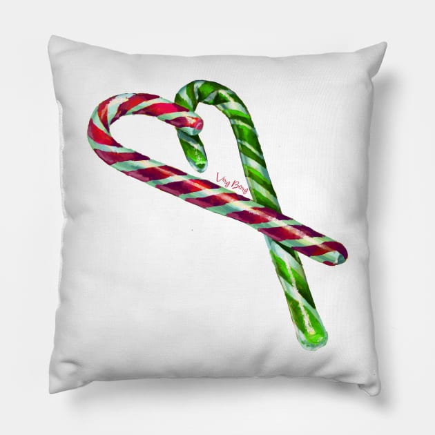 Candy Cane Heart Pillow by VeryBerry