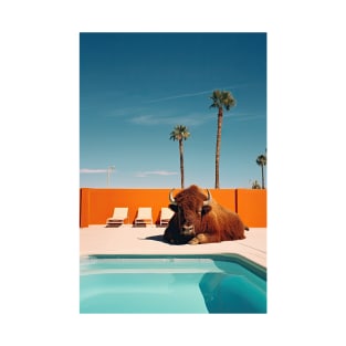 Bison By The Pool In Palm Springs T-Shirt