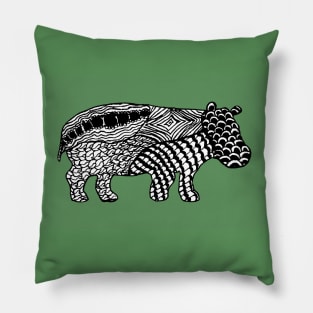 Hippopotamus Zentangle drawing Pillow