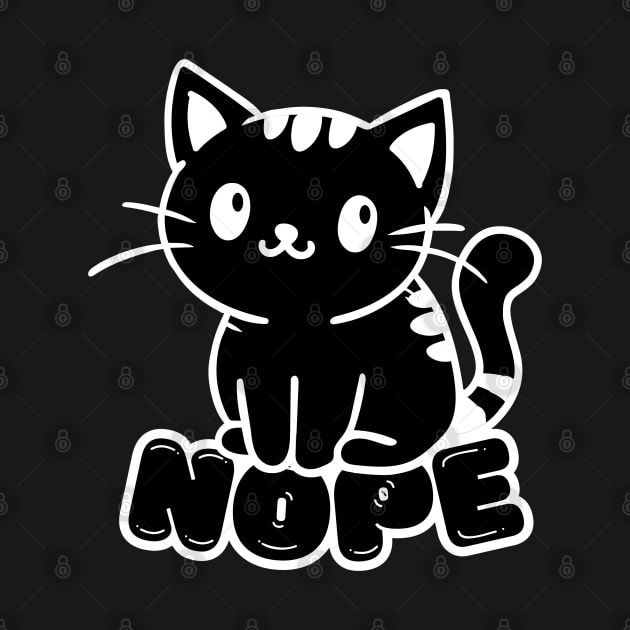 Cute Black Cat Say Nope by Indieteesandmerch
