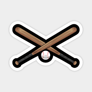 Crossed Baseball Bat With Baseball Below Magnet