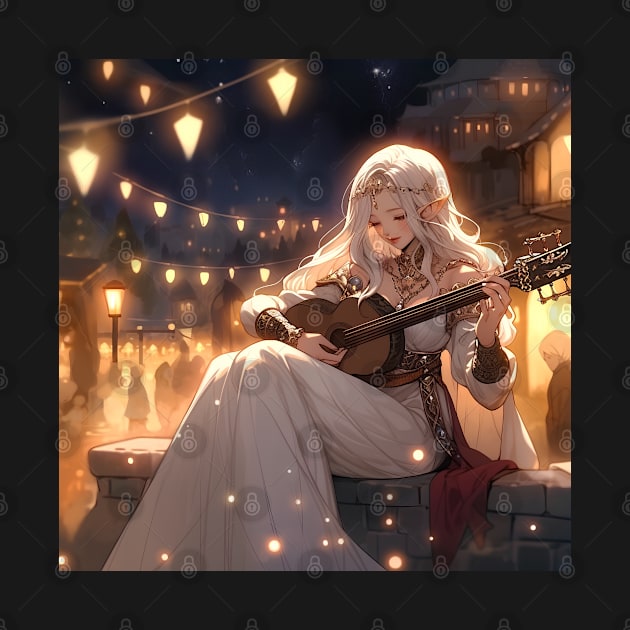 elf playing lute by WabiSabi Wonders