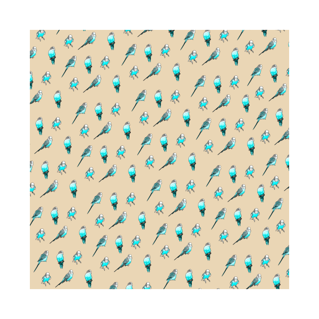 Little Cyan English Budgies Parrot Bird Pattern by BirdNerd