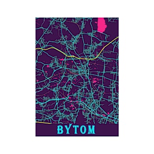 Bytom Neon City Map, Bytom Minimalist City Map Art Print T-Shirt