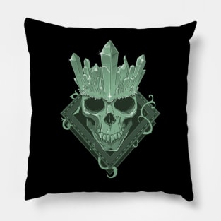Crystal King - Emerald Skull Pillow