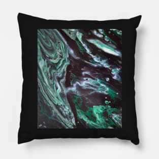 Nephrite Night Tide - Abstract Acrylic Pour Painting Pillow